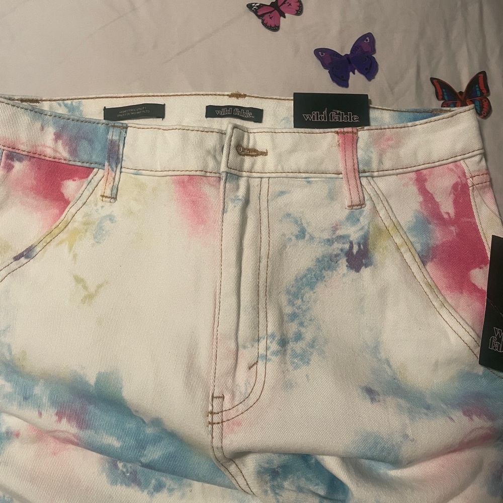 Colorful white fable jeans